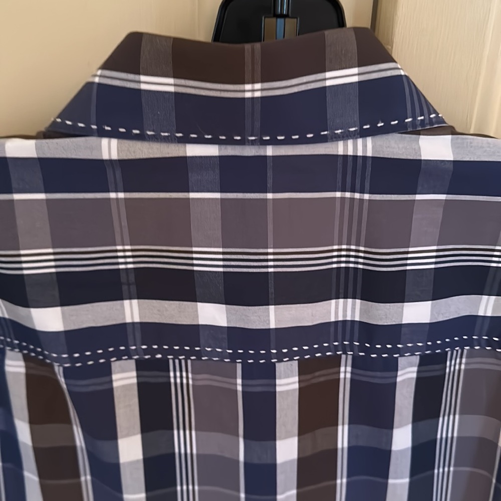 Zagiri Mens Buttondown Blues, Browns, White Stitching BEAUTIFUL XL - Picture 9 of 9